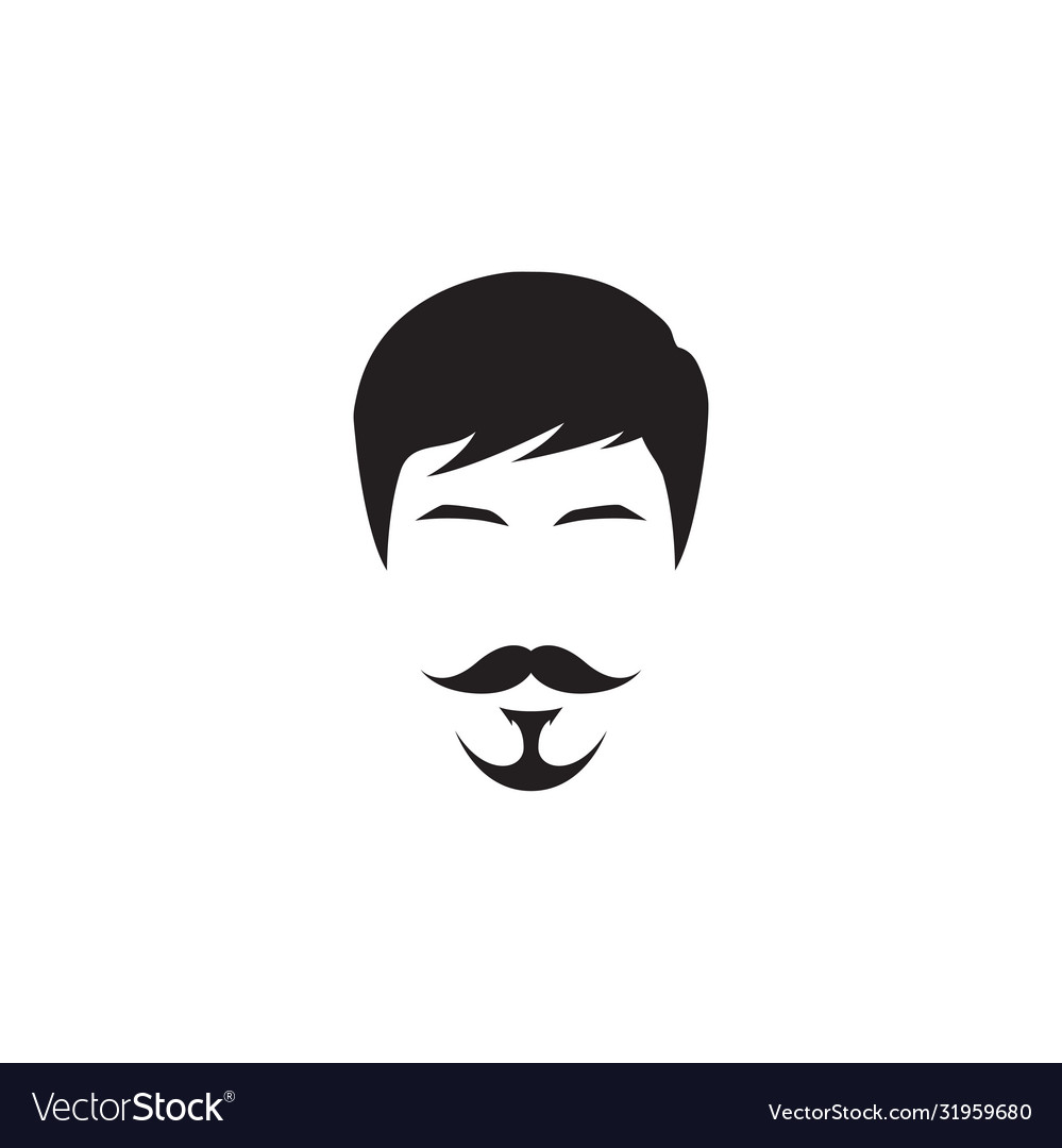 Men face head with hairstyles and mustaches