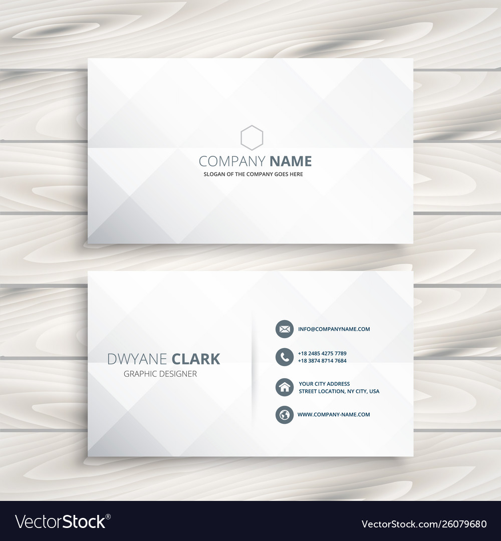 Minimal White Business Card Design Template Vector Image