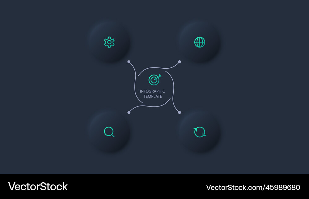 Neumorphic flowchart dark infographic creative Vector Image