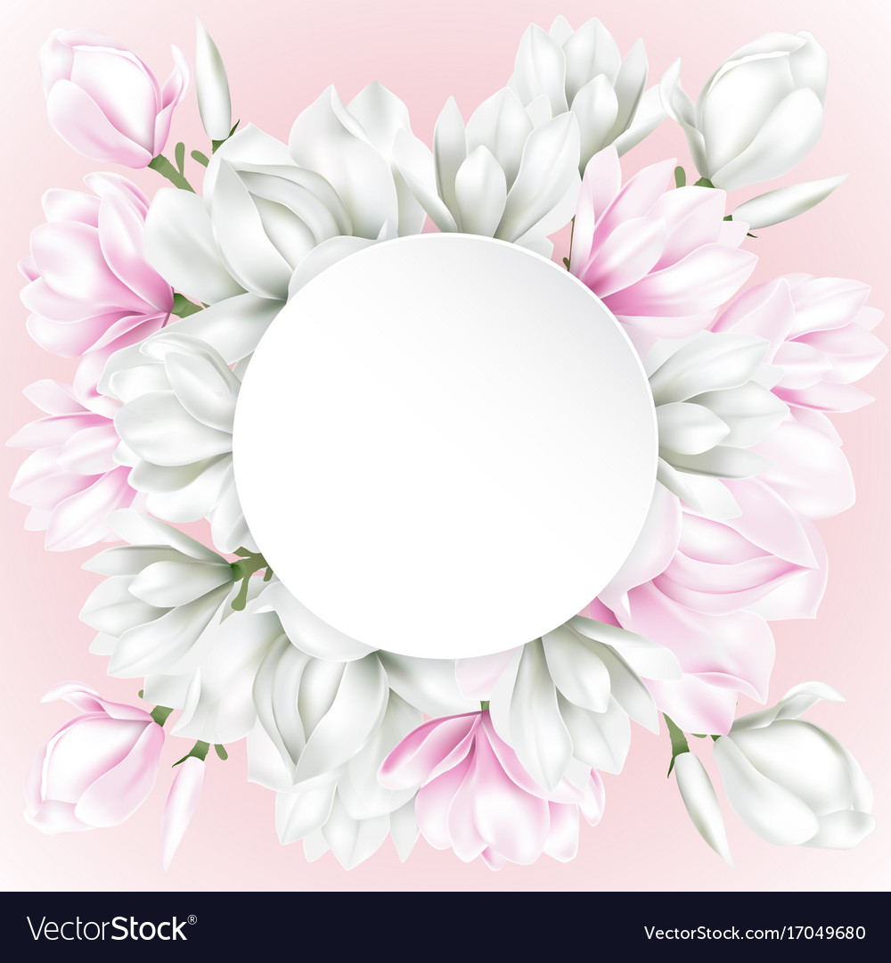 Round paper with white and pink flowers