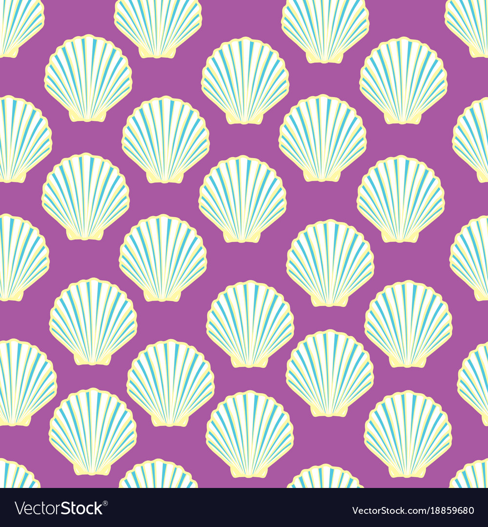 Seamless pattern with hand drawn scallop shells