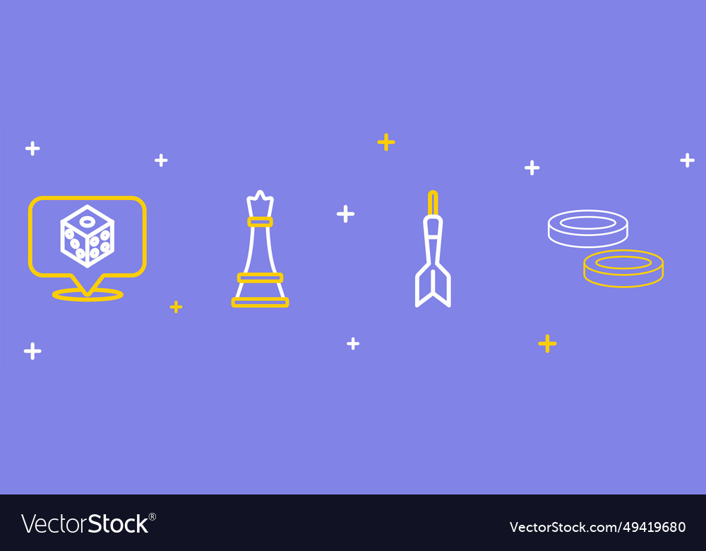 Set line checker game chips dart arrow chess vector image Set line checker game chips dart arrow chess