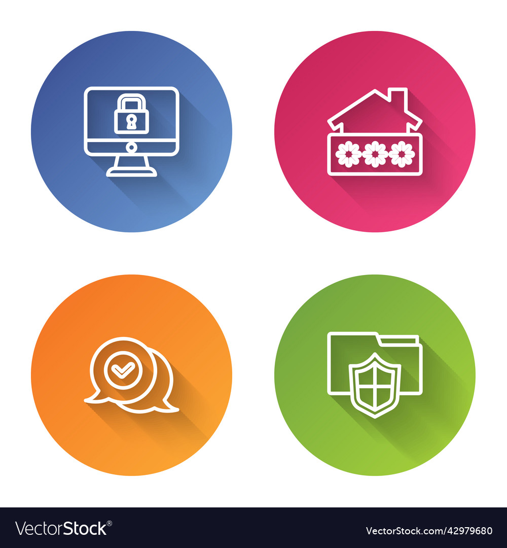 Set line lock on monitor house with password vector image Set line lock on monitor house with password
