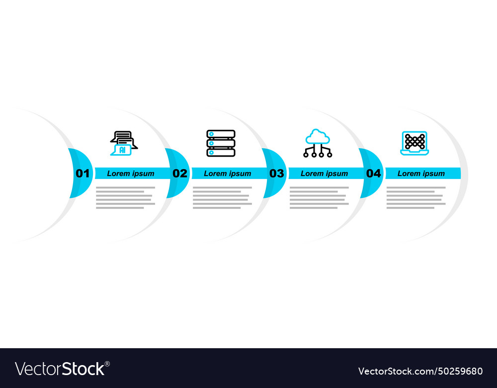 Set line neural network cloud connection vector image Set line neural network cloud connection