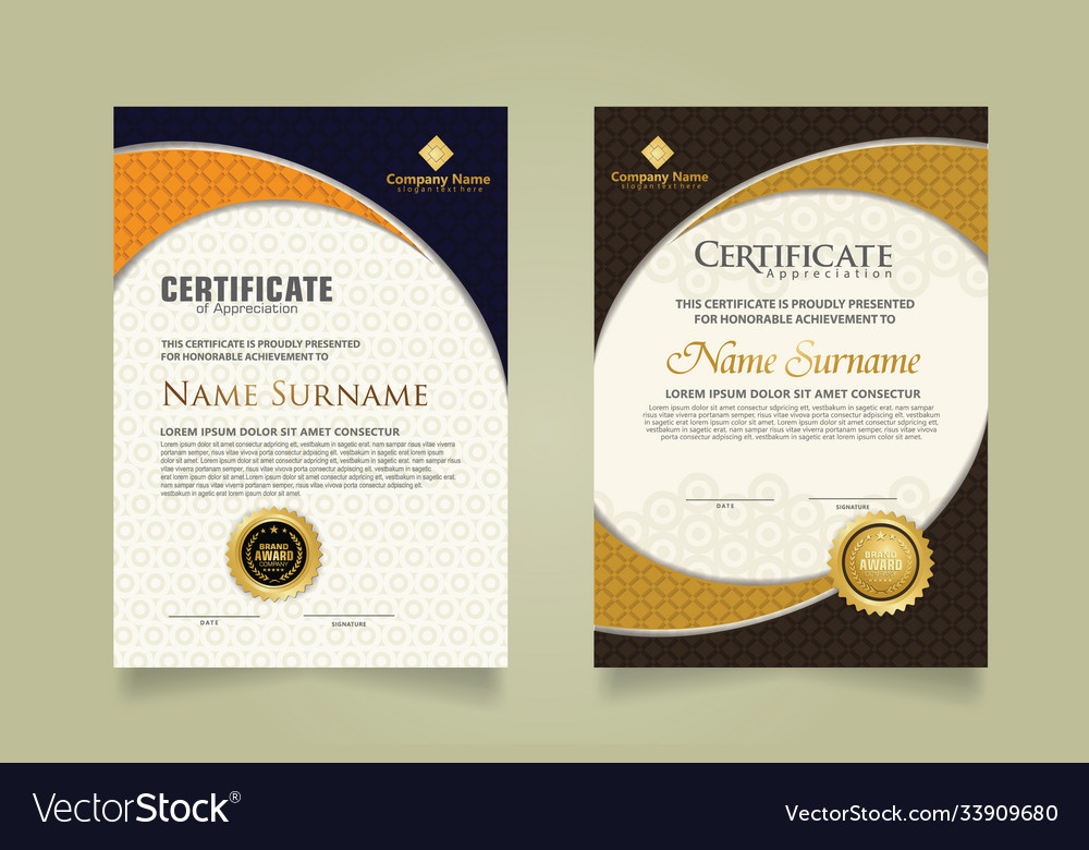 Set modern certificate template with realistic vector image Set modern certificate template with realistic