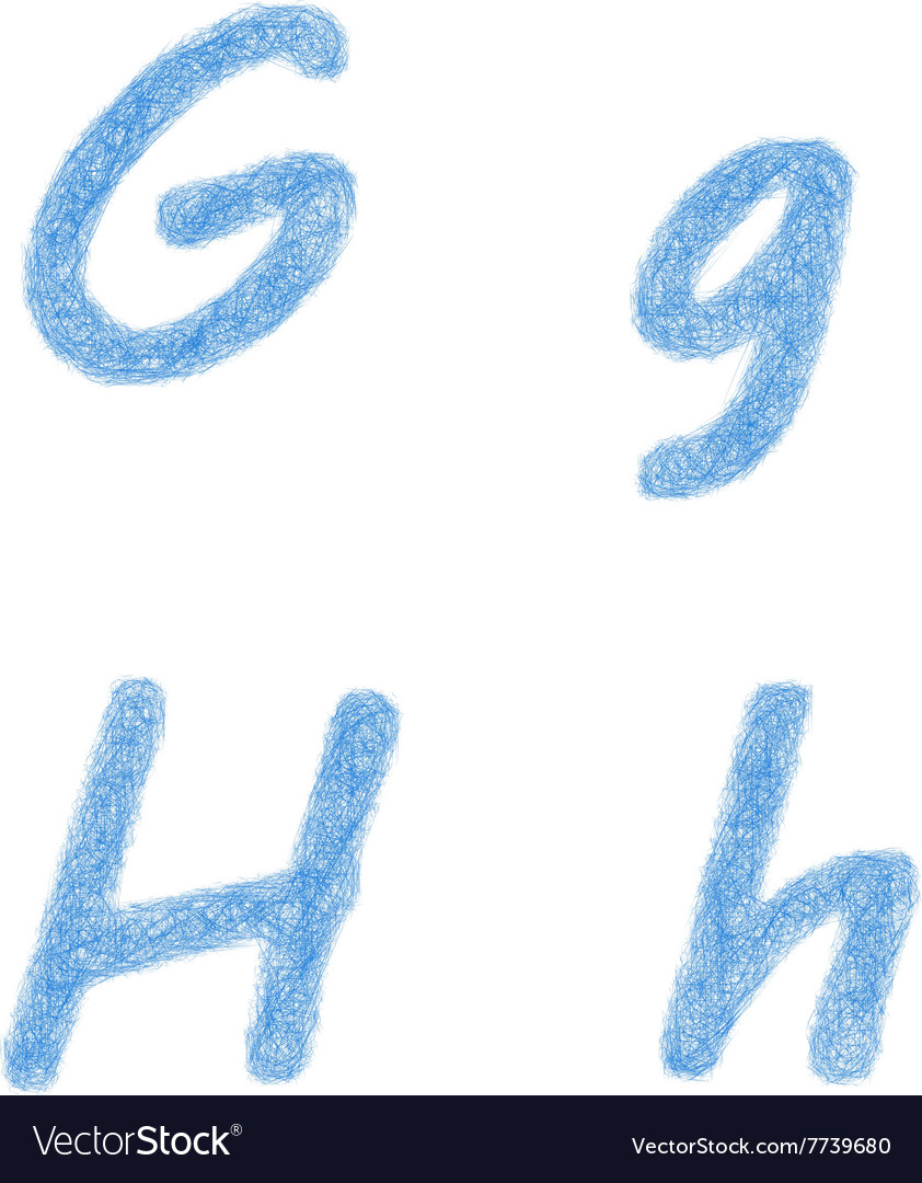 Sketch font set - letters g h