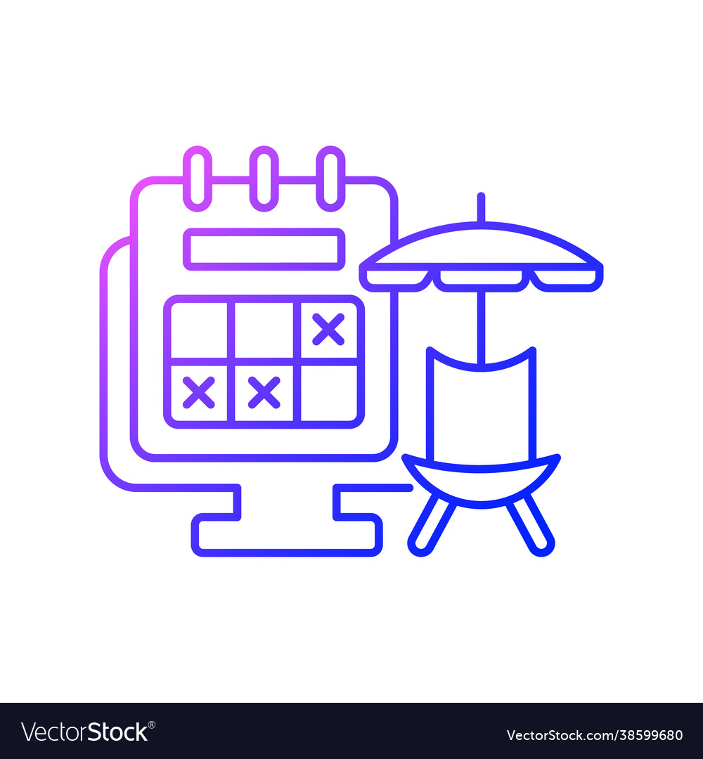 Tracking vacation time gradient linear icon Vector Image Tracking vacation time gradient linear icon