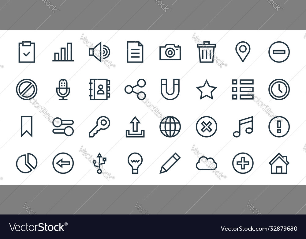 Web essentials line icons linear set quality vector image Web essentials line icons linear set quality