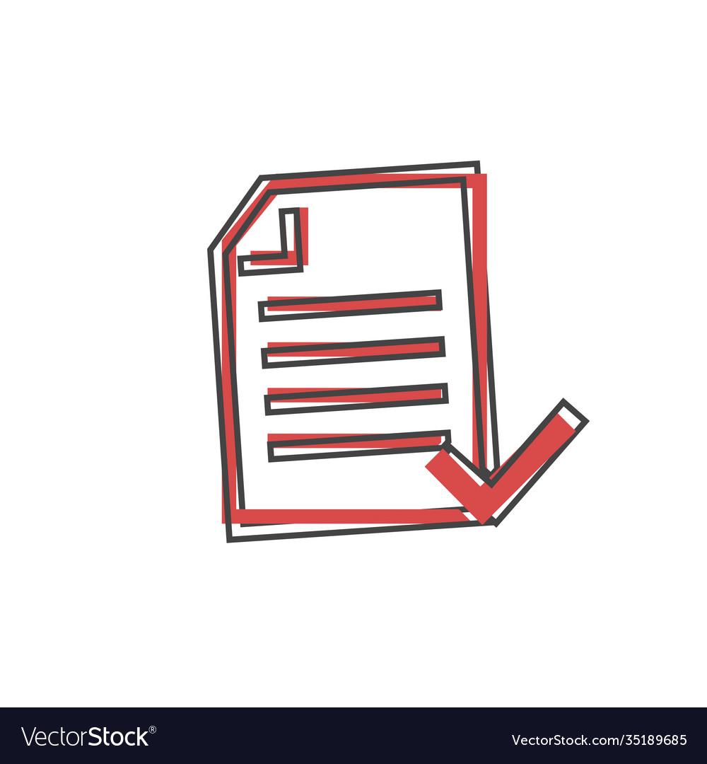 Document with checkmarks on cartoon style vector image Document with checkmarks on cartoon style