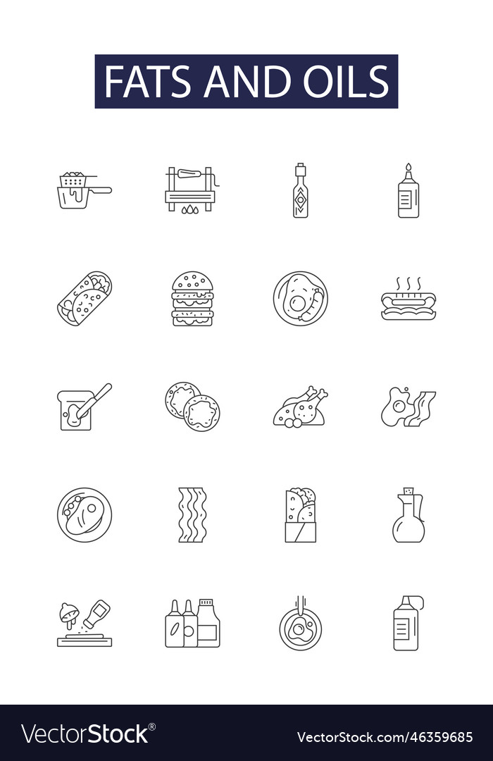 Fats And Oils Line Icons Signs Royalty Free Vector Image