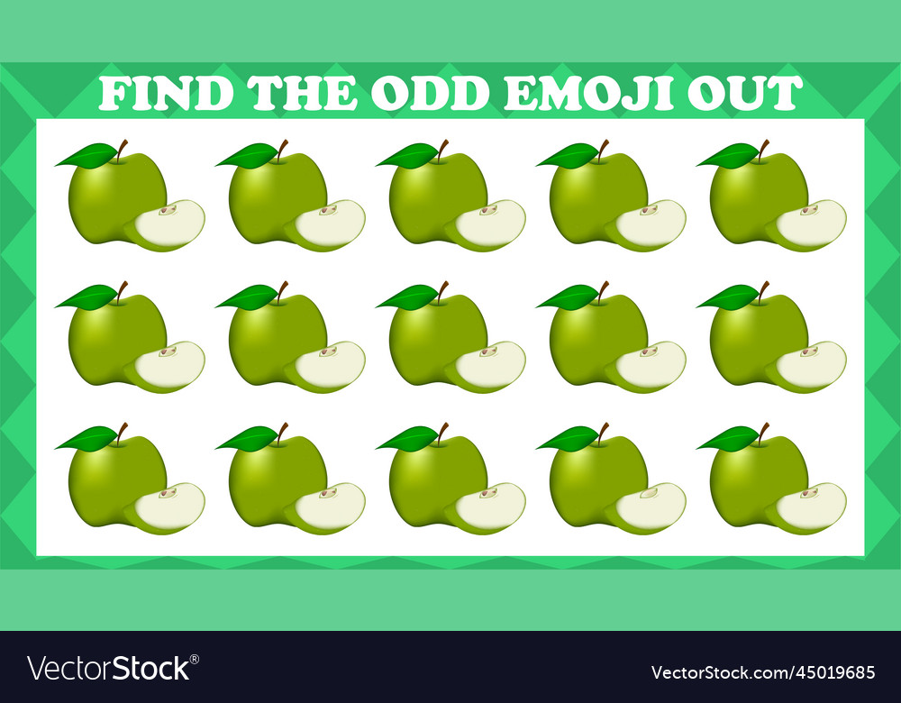 Find the odd emoji out visual logic puzzle game vector image Find the odd emoji out visual logic puzzle game