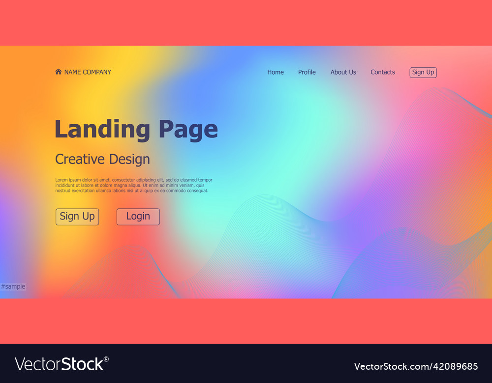 Gradient colorful web template landing page