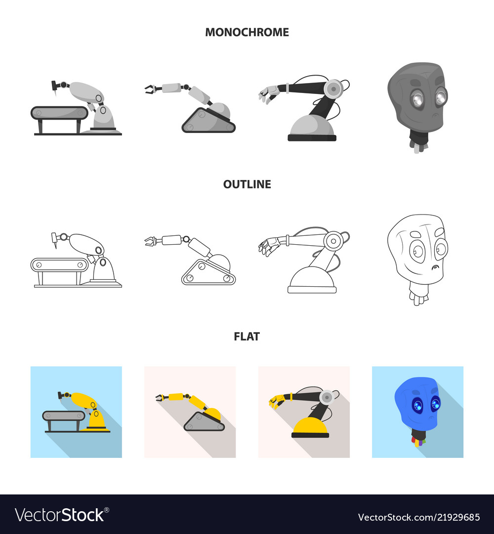 Isolated object of robot and factory logo vector image Isolated object of robot and factory logo