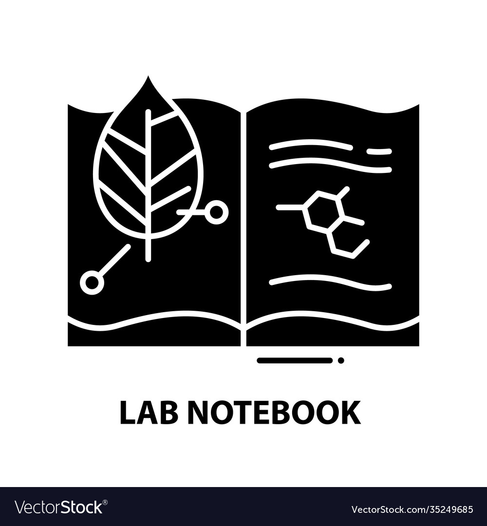 Lab notebook icon black sign with editable