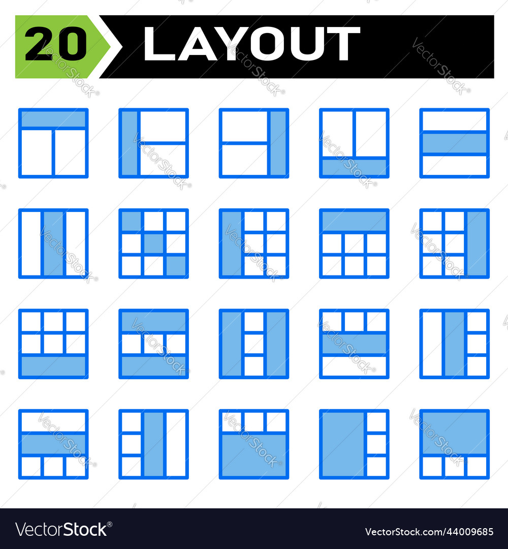 Layout icon set include grid dashboard vector image Layout icon set include grid dashboard