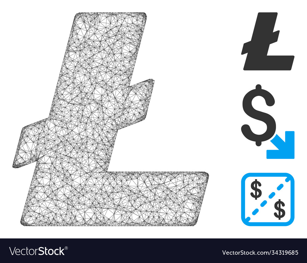 Litecoin polygonal web mesh Vector Image Litecoin polygonal web mesh