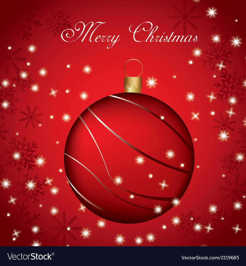 Merry christmas card with ball over red