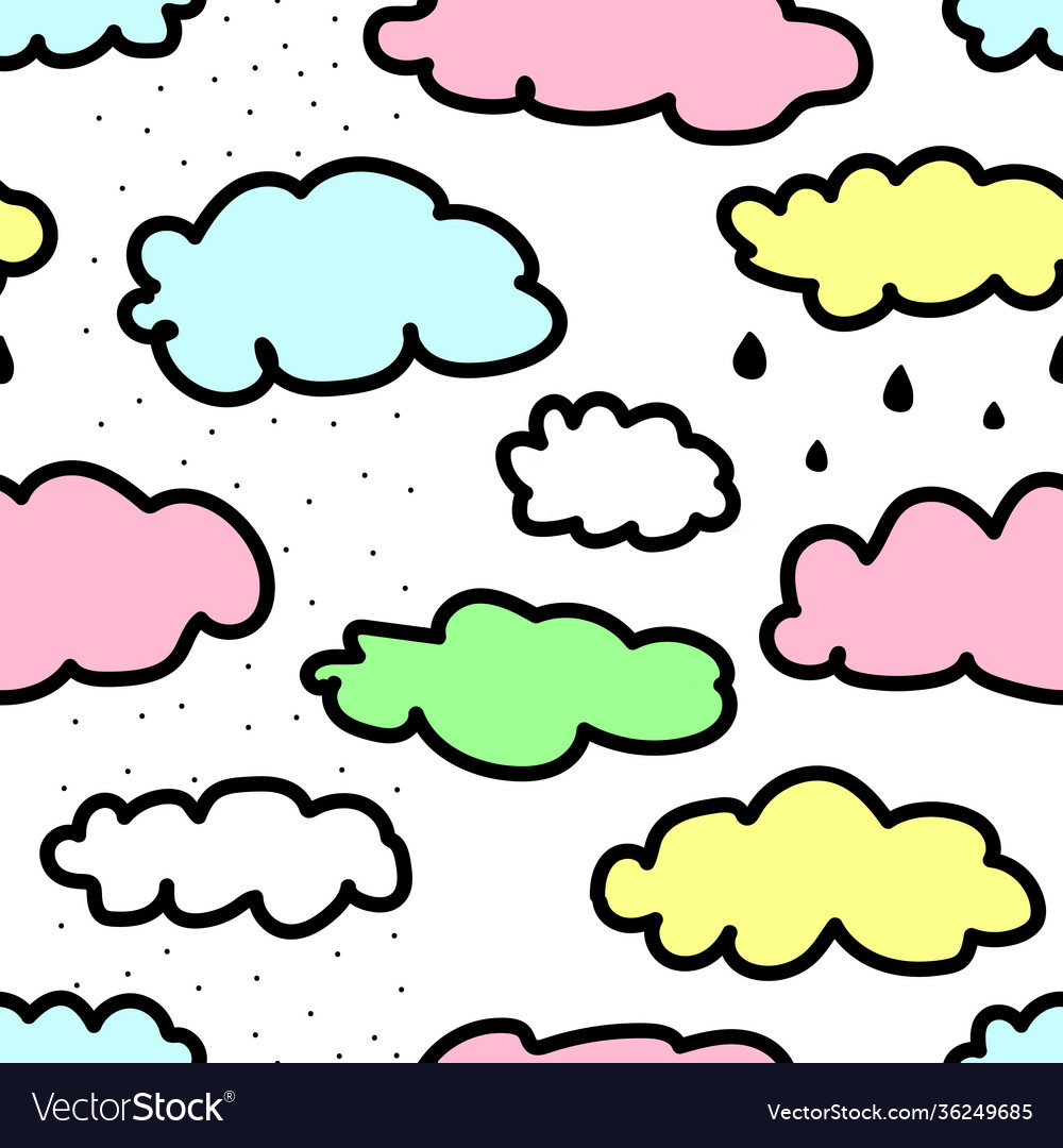 Seamless pattern clouds with snow and rain Vector Image Seamless pattern clouds with snow and rain