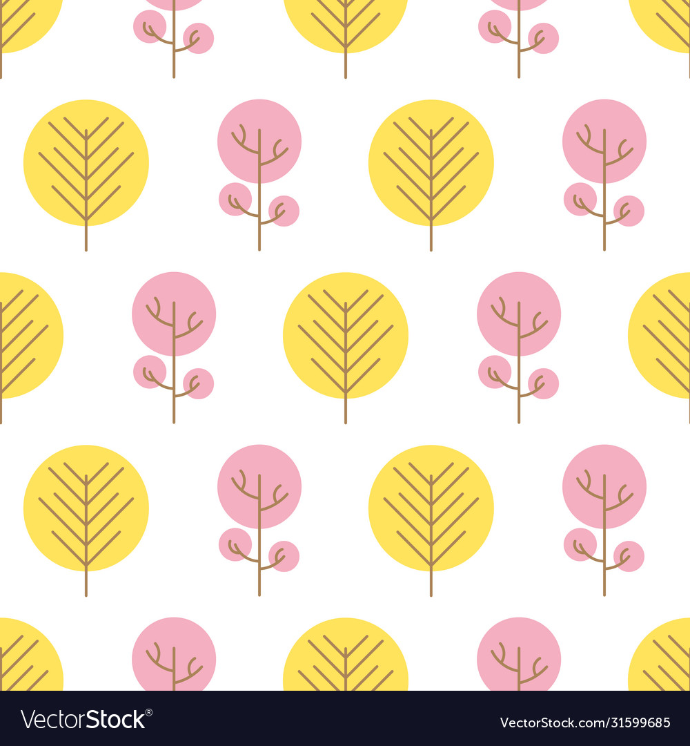 Seamless pattern with colored trees