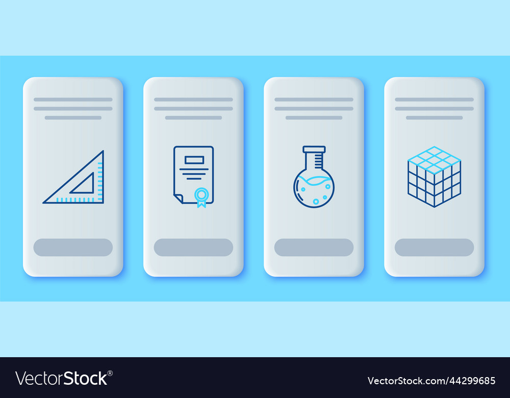 Set line certificate template test tube and flask vector image Set line certificate template test tube and flask