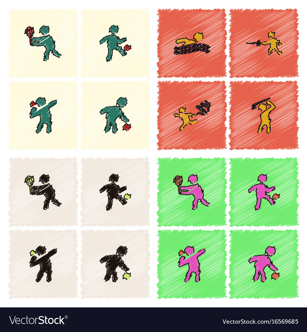 Set of olympic game design in hatching style