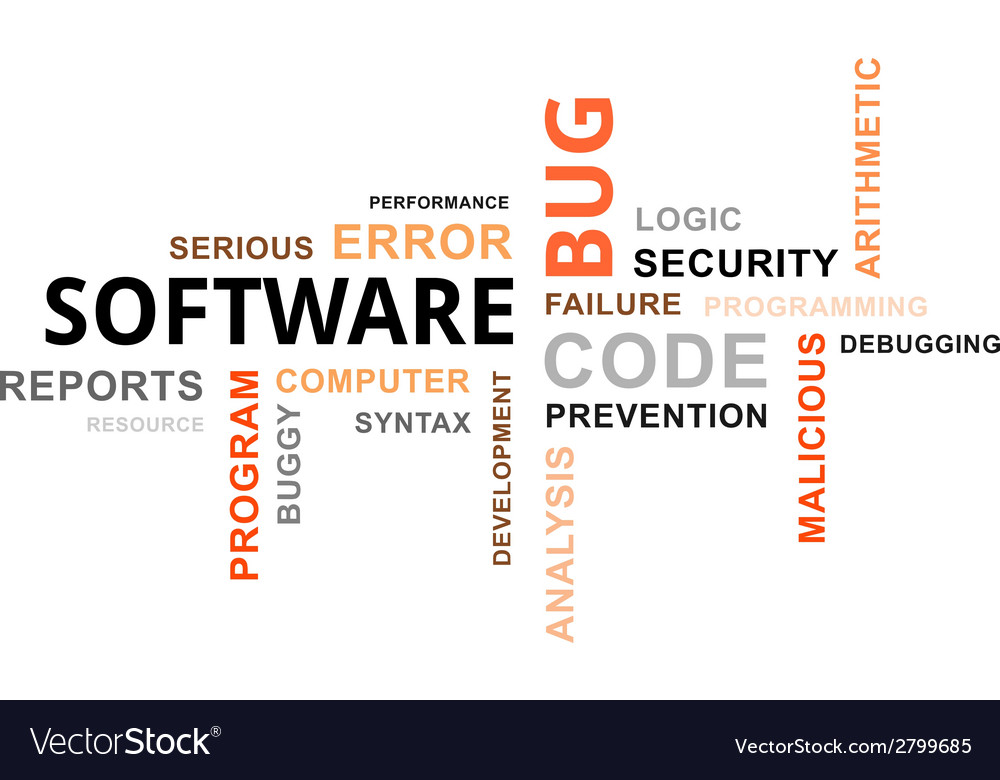 Software Bug Analysis Word Cloud