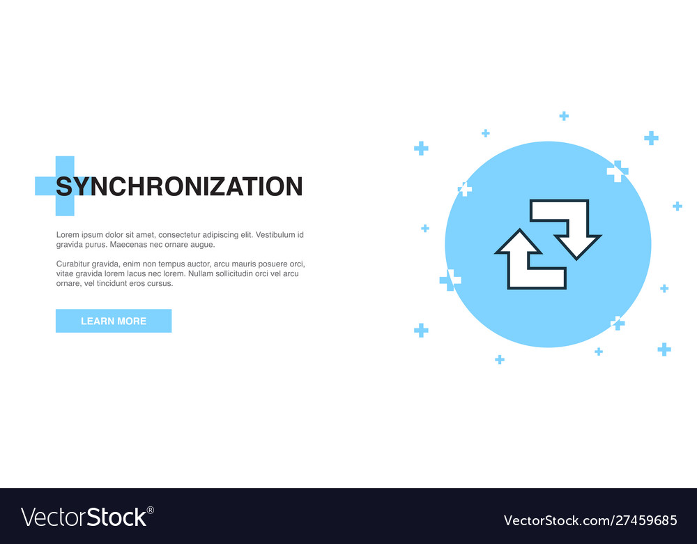 Synchronization line icon simple banner