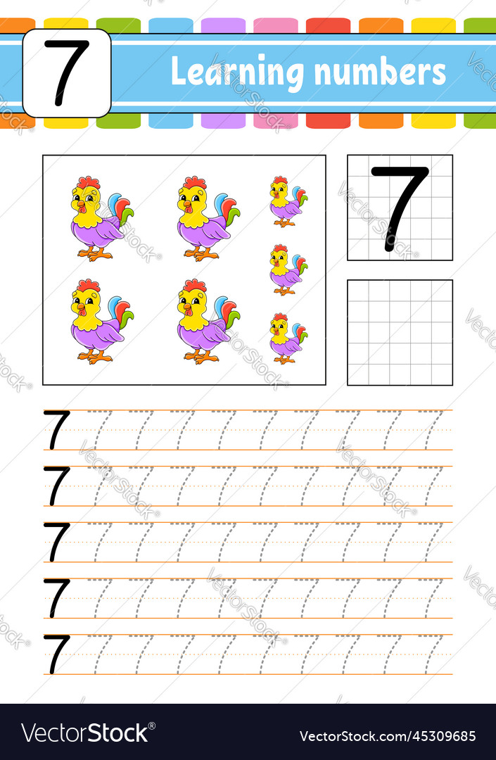 Trace and write numbers handwriting practice