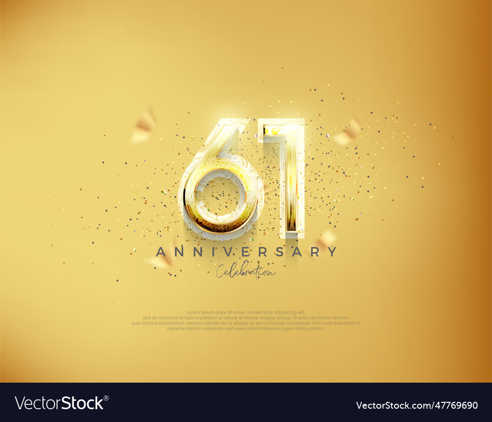 61st anniversary number luxury gold background Vector Image