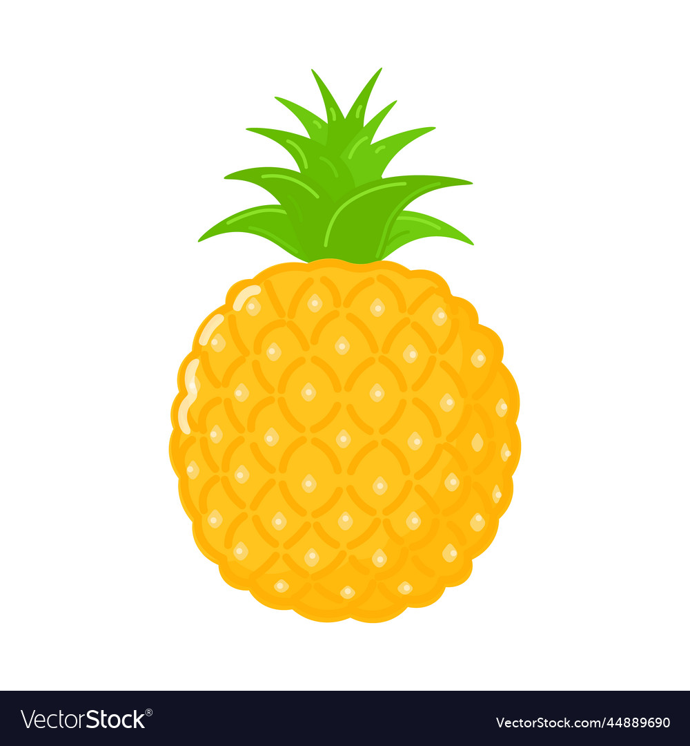 Cute Funny Pineapple Character Hand Drawn Vector Image