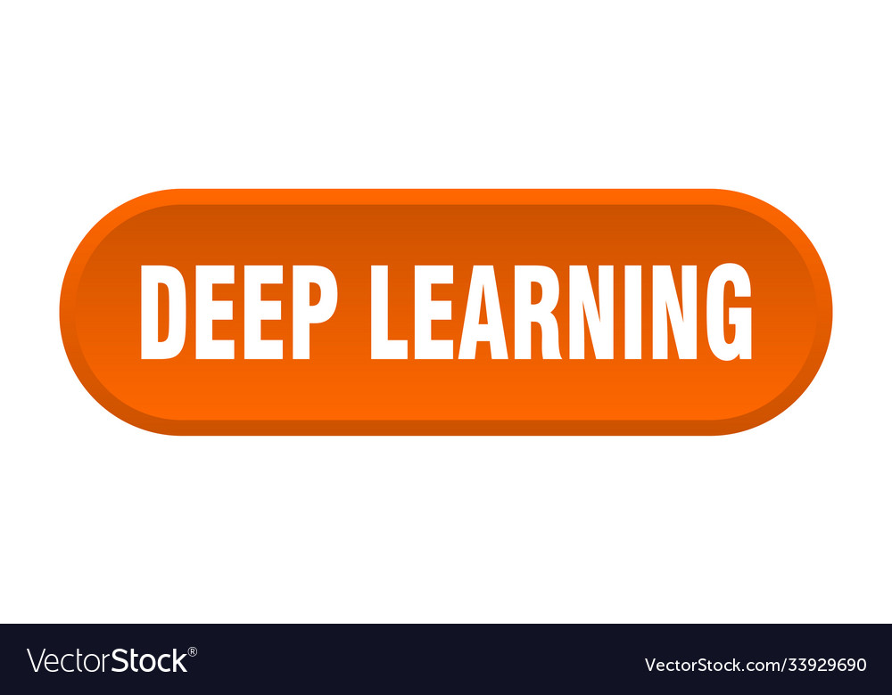 Deep learning button rounded sign on white
