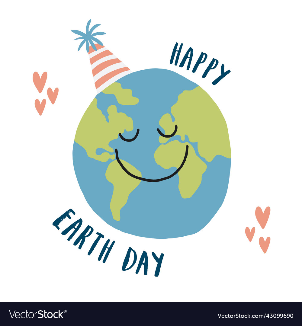 Earth day celebration greeting card happy