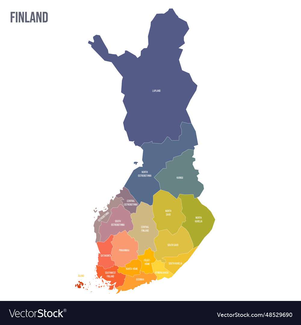 Finland political map of administrative divisions Vector Image