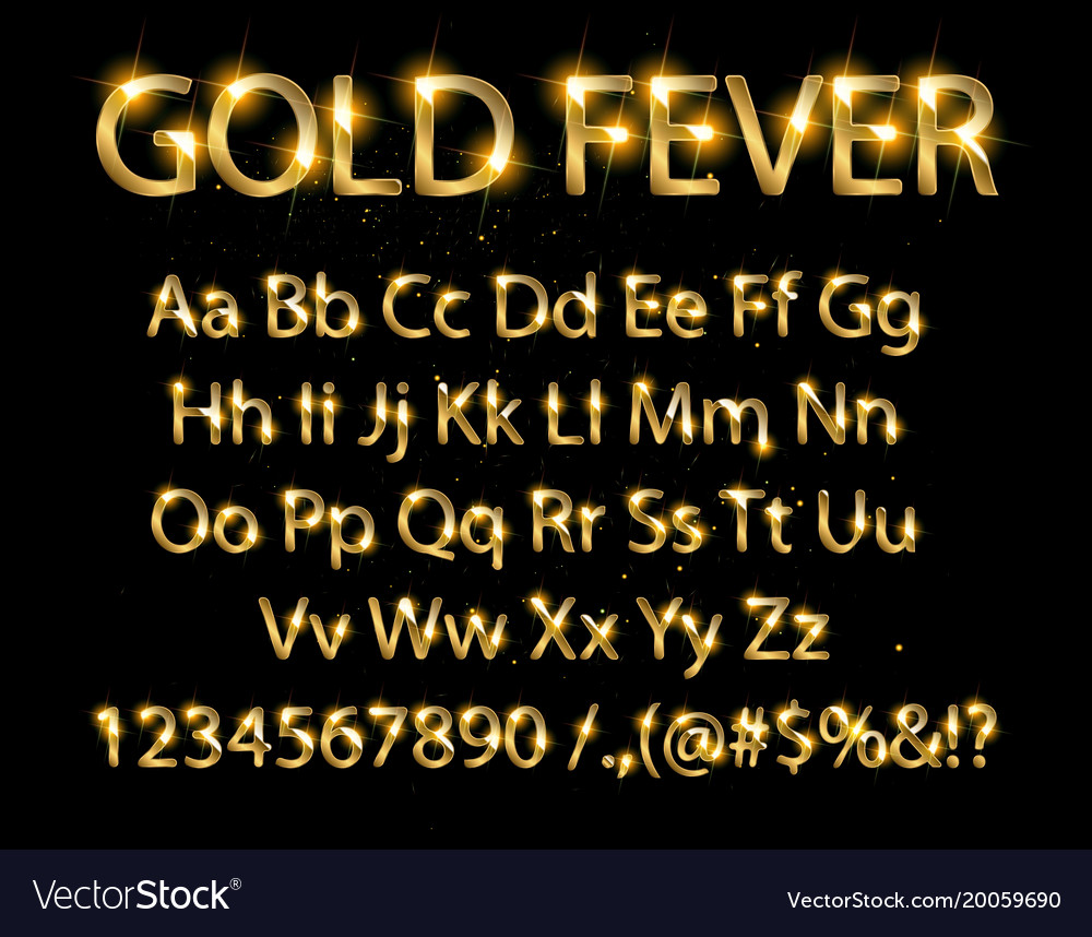 Golden Letter Set on Dark Background