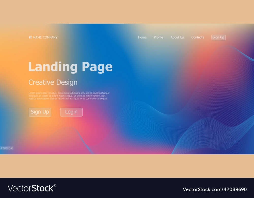 Gradient colorful web template landing page