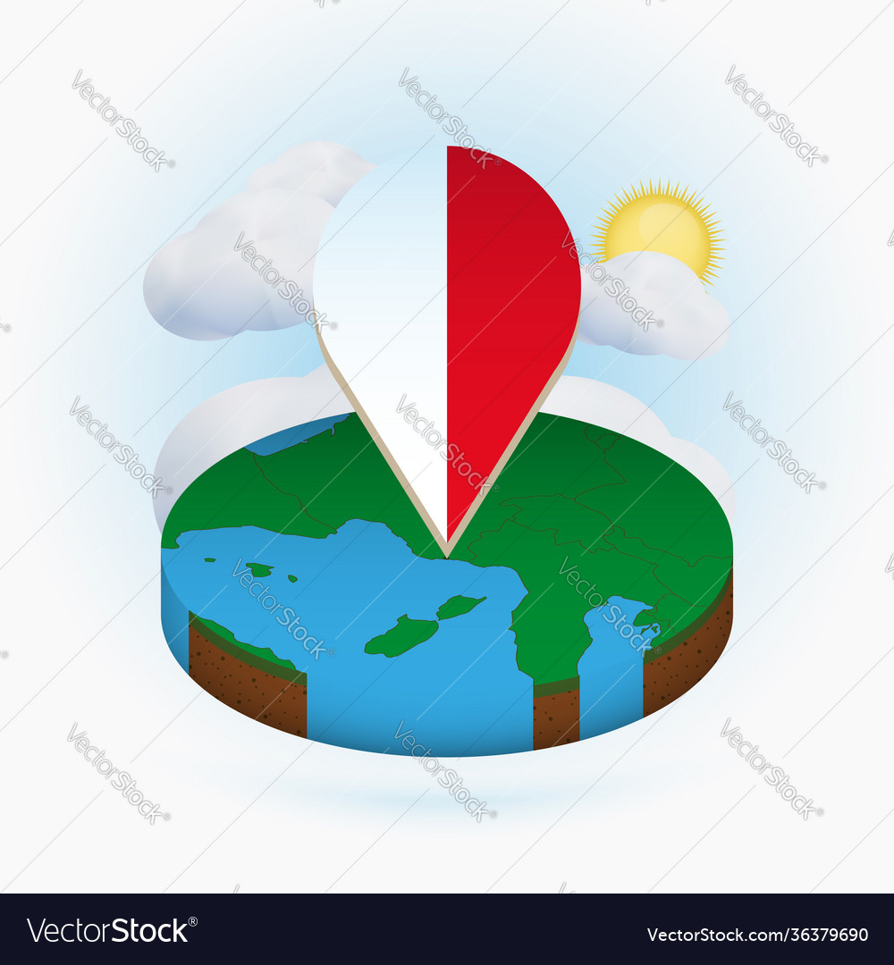 Isometric round map monaco and point marker