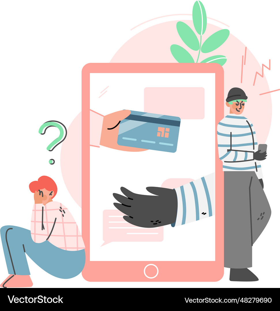 Liar and fraud with tablet man thief Vector Image
