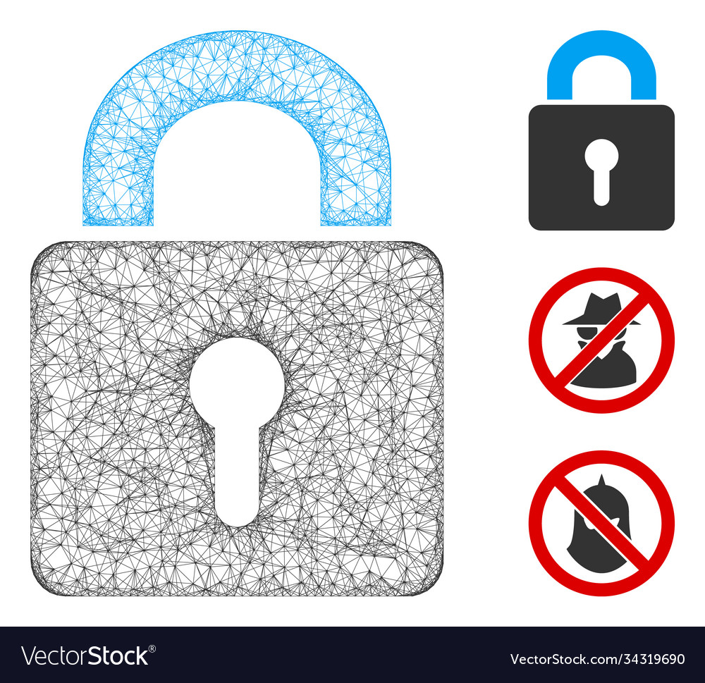 Lock polygonal web mesh vector image Lock polygonal web mesh