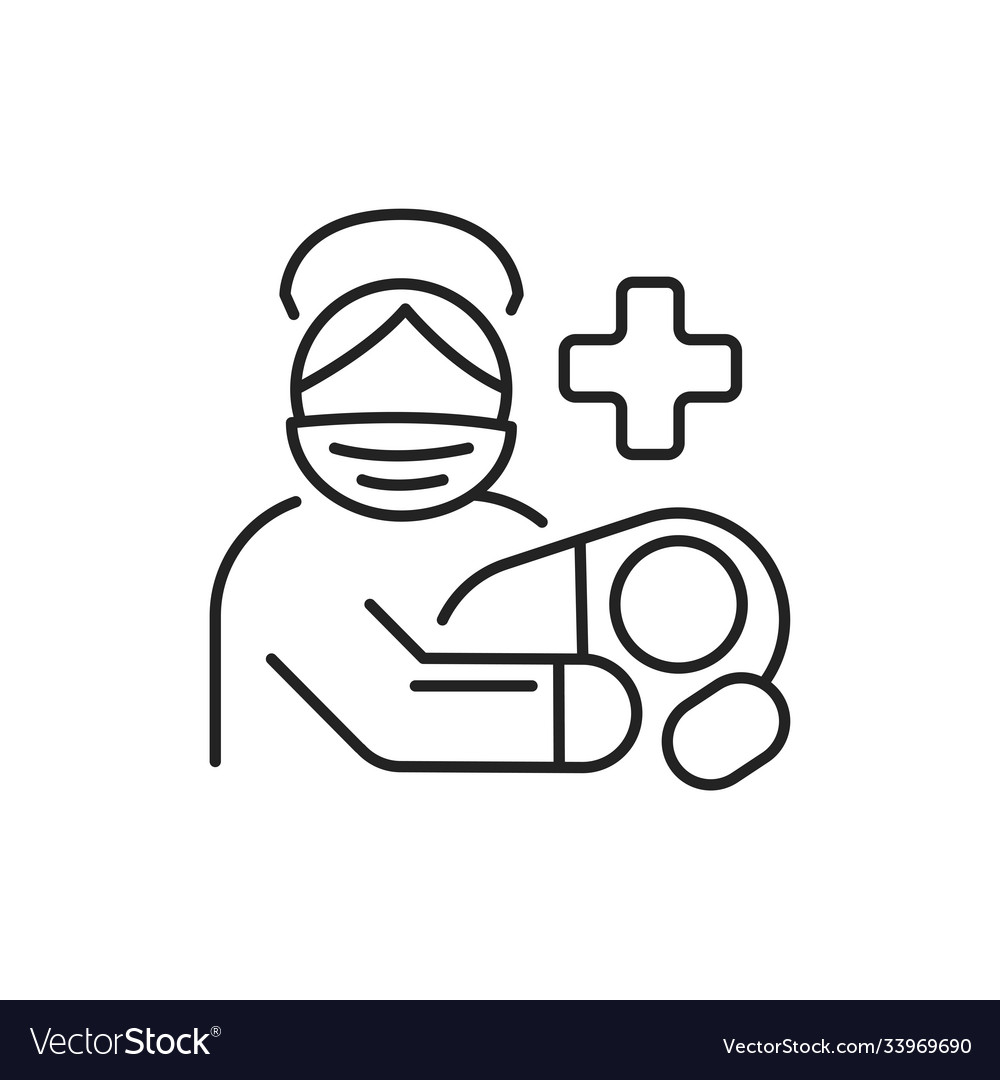 Obstetrician gynecologist black line icon