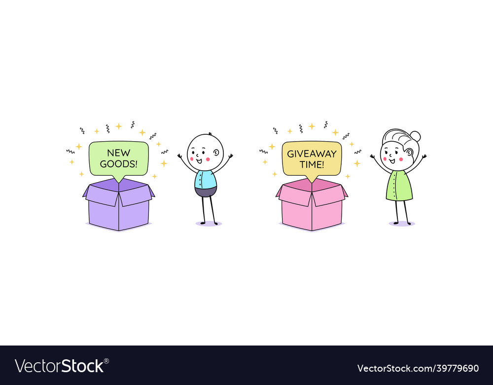 Opening box with bubble message and text new