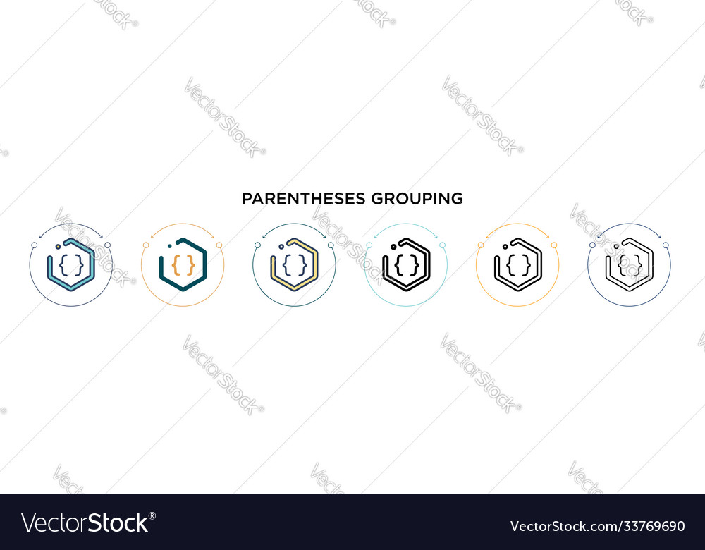 Parentheses grouping symbol icon in filled thin