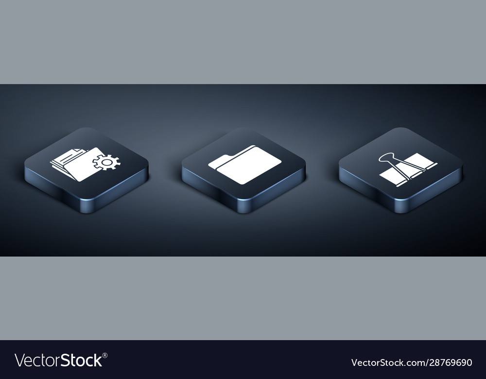 Set isometric folder settings with gears binder vector image Set isometric folder settings with gears binder