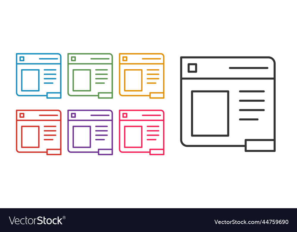 Set line browser window icon isolated on white vector image Set line browser window icon isolated on white