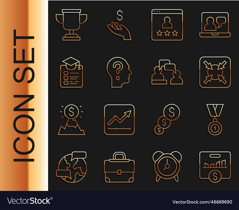 Set line key performance indicator medal target vector image Set line key performance indicator medal target