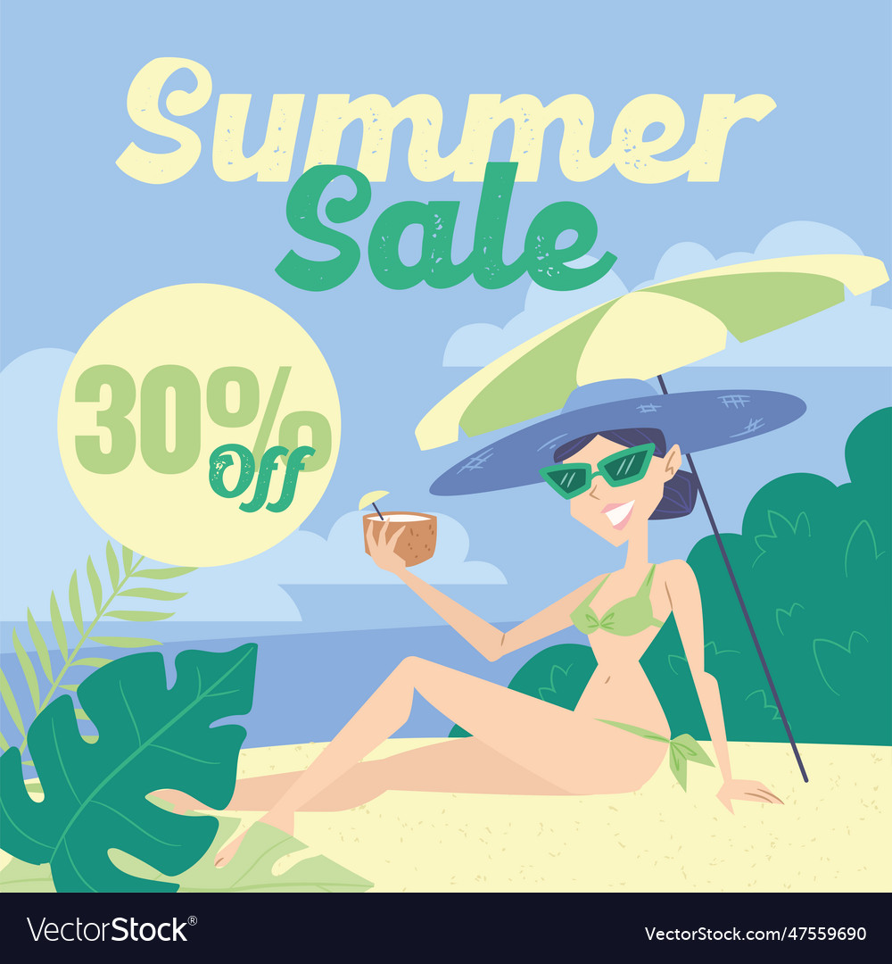 Summer sale discount template with female