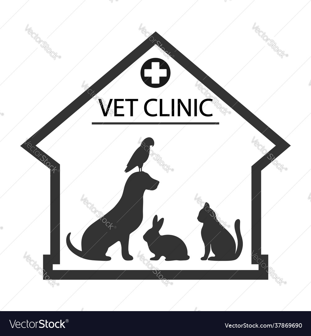 Black Cat sitting Logo vector. Home pet veterinary clinic icon Stock Vector