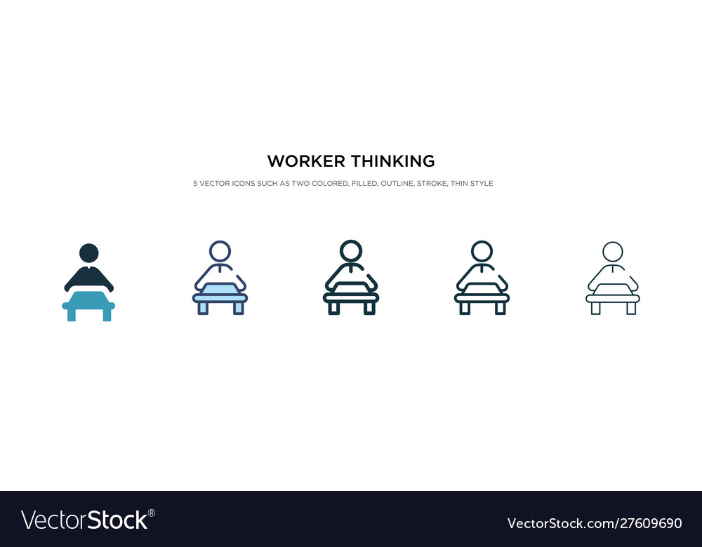 Worker thinking icon in different style two vector image Worker thinking icon in different style two