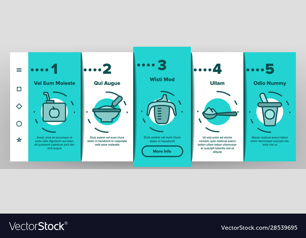 Baby Kitchen Onboarding Icons Set Royalty Free Vector Image