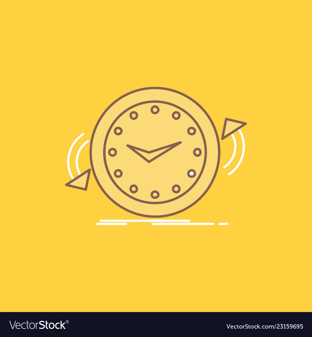 Backup clock clockwise counter time flat line vector image Backup clock clockwise counter time flat line