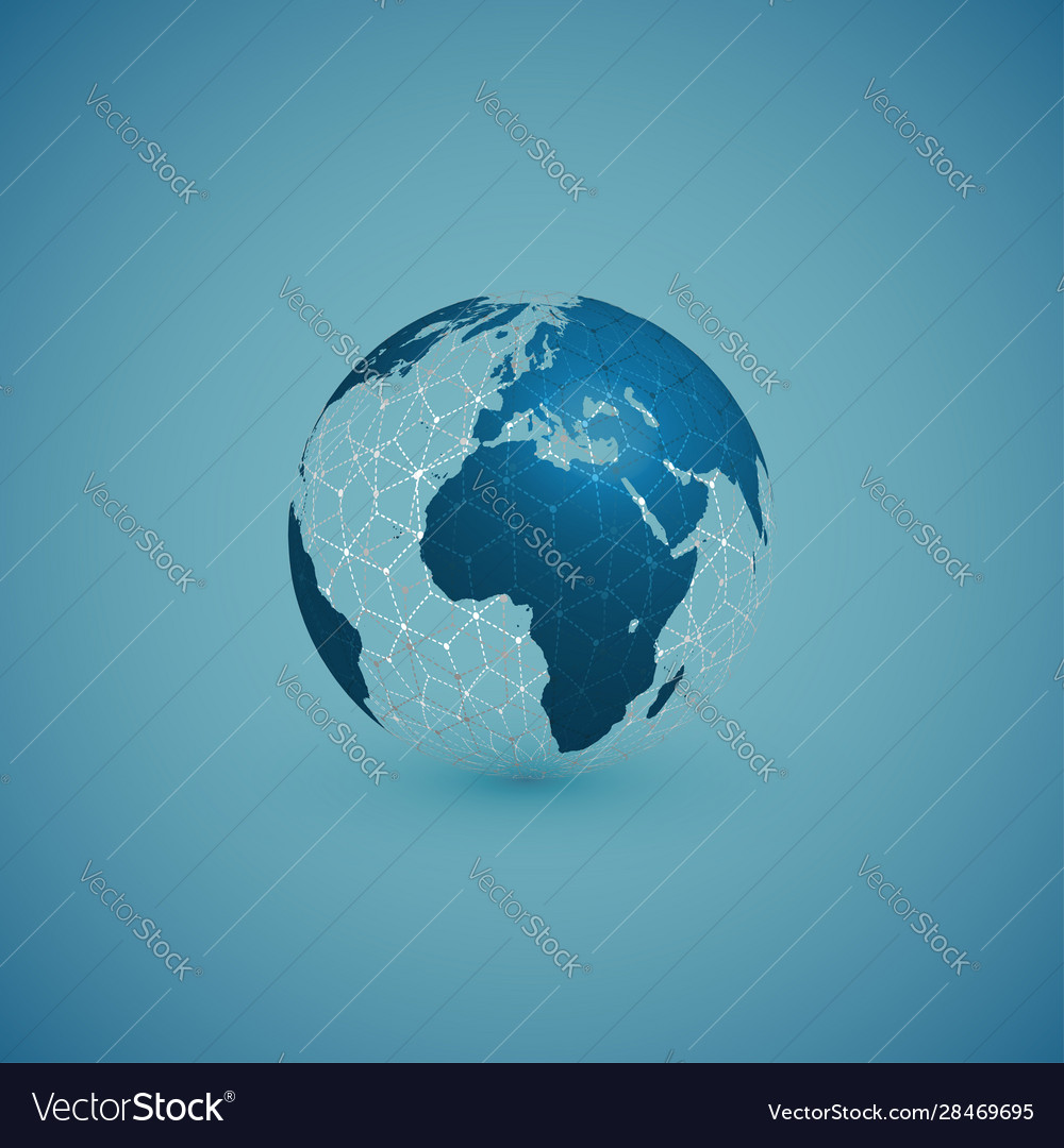 Blue globe map with pattern sphere Vector Image Blue globe map with pattern sphere